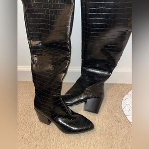 Knee high faux leather boots